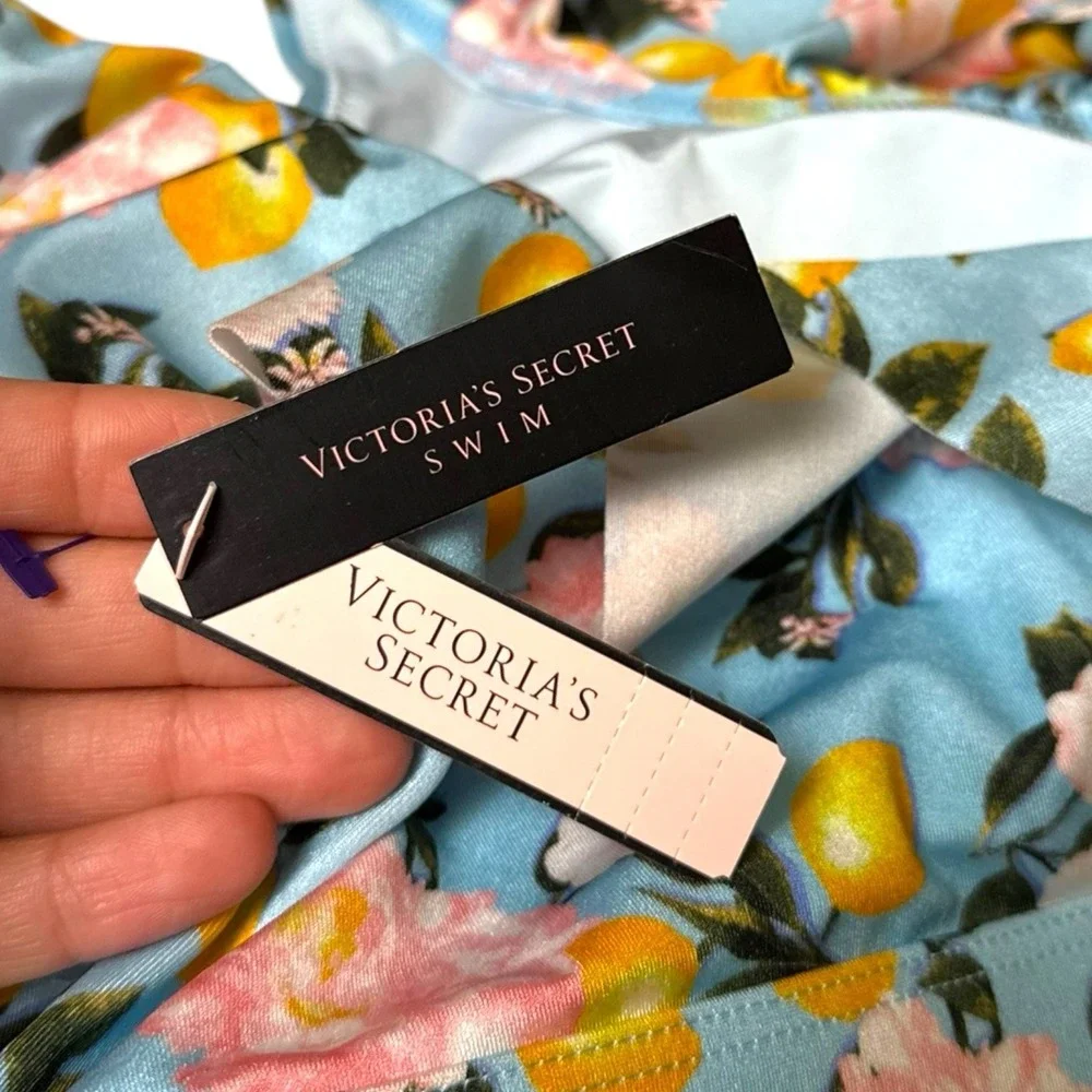 Victoria's Secret Swim Set One Shoulder Bikini Set M Amalfi Coast Blue Lemon 622